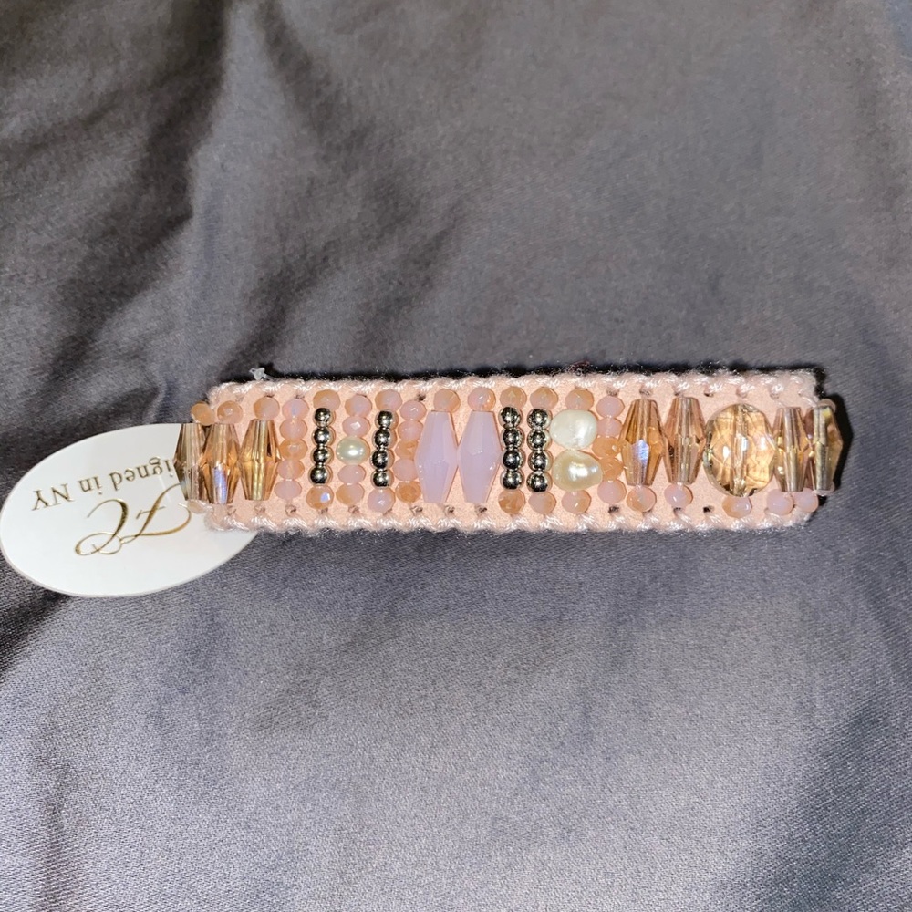 Pink beaded bracelet with silver clasp - new!